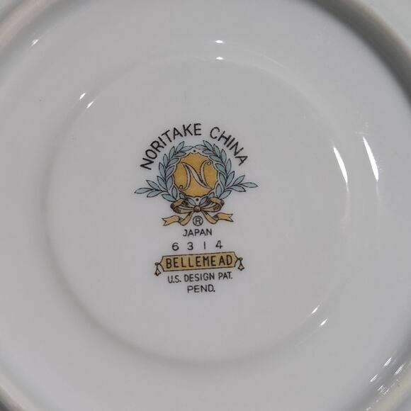 1960s Vintage Noritake Bellemead Porcelain Silver Trimmed Floral 6 Saucer Plates - Picture 9 of 10